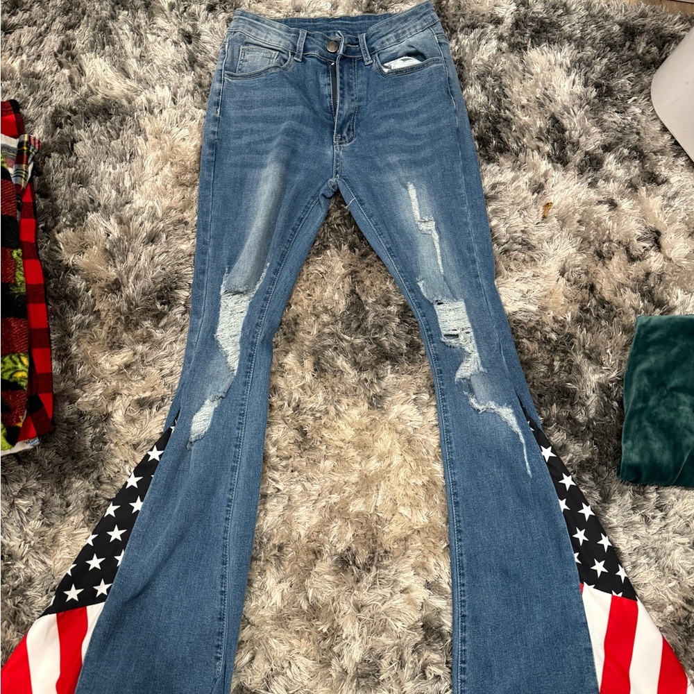 Women's Blue Distressed Jeans